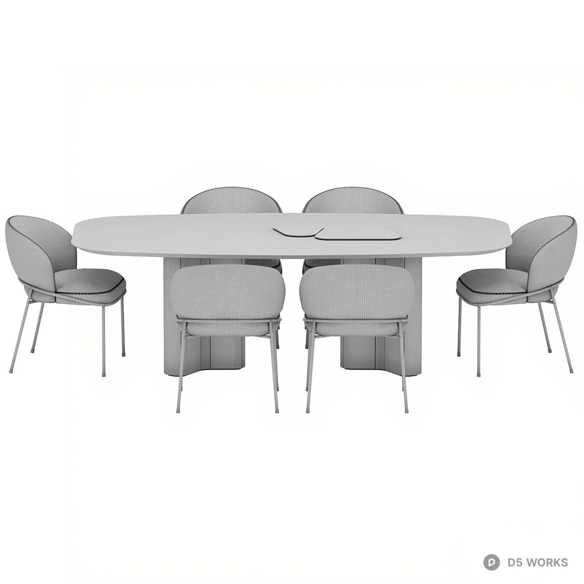 Marble Top Dining Table With Six Chairs 3d model thumbnail 5