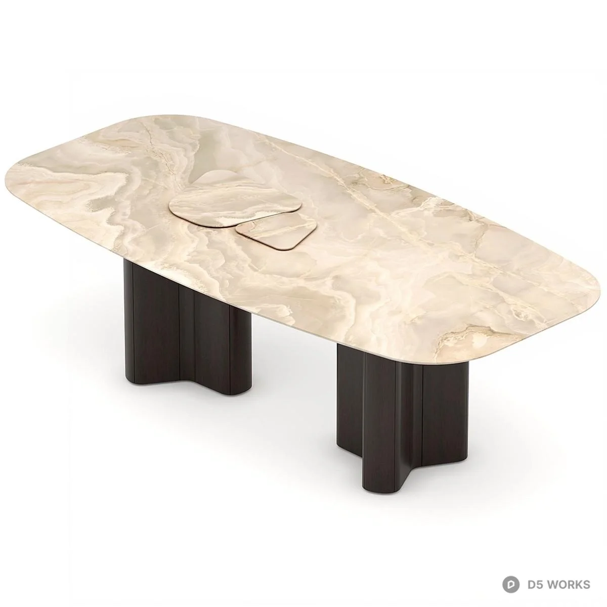 Marble Top Dining Table With Six Chairs 3d model thumbnail 4