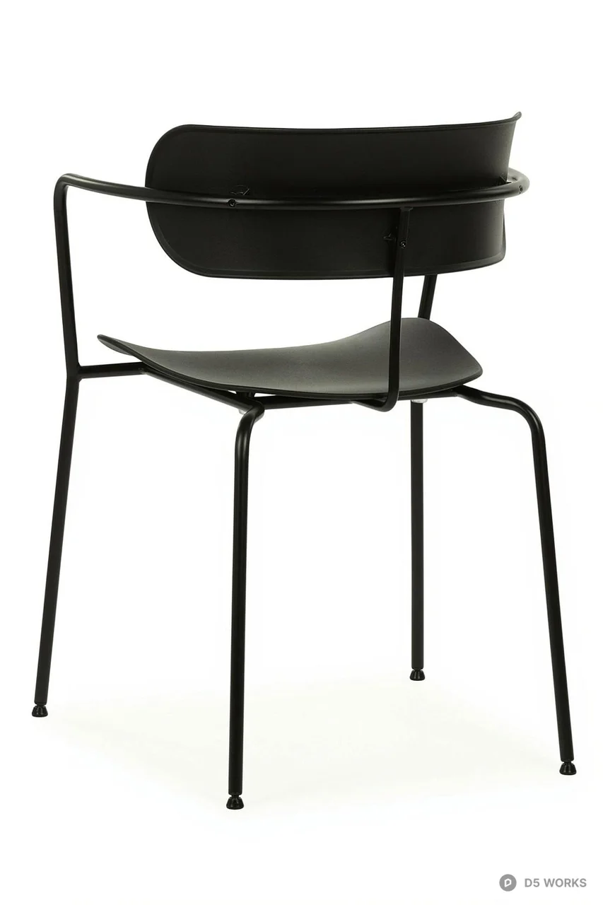Minimalist Black Metal Armchair 3d model thumbnail 6