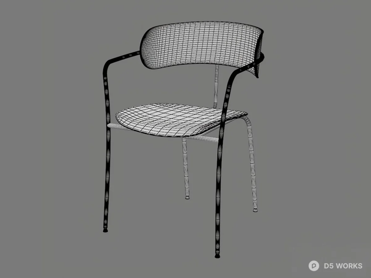 Minimalist Black Metal Armchair 3d model thumbnail 7