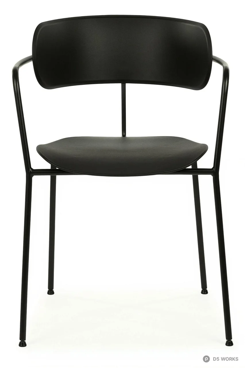 Minimalist Black Metal Armchair 3d model thumbnail 4