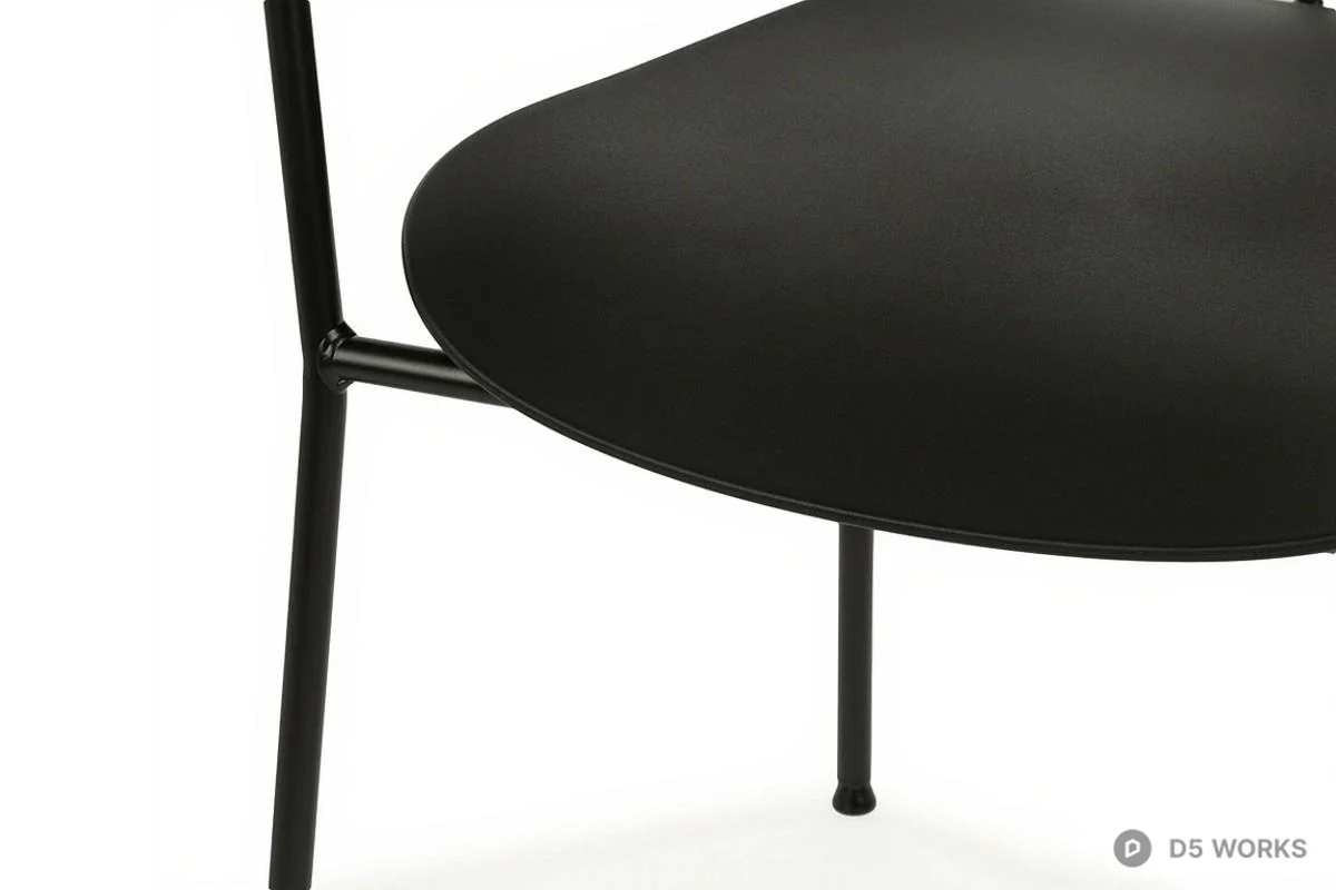 Minimalist Black Metal Armchair 3d model thumbnail 3