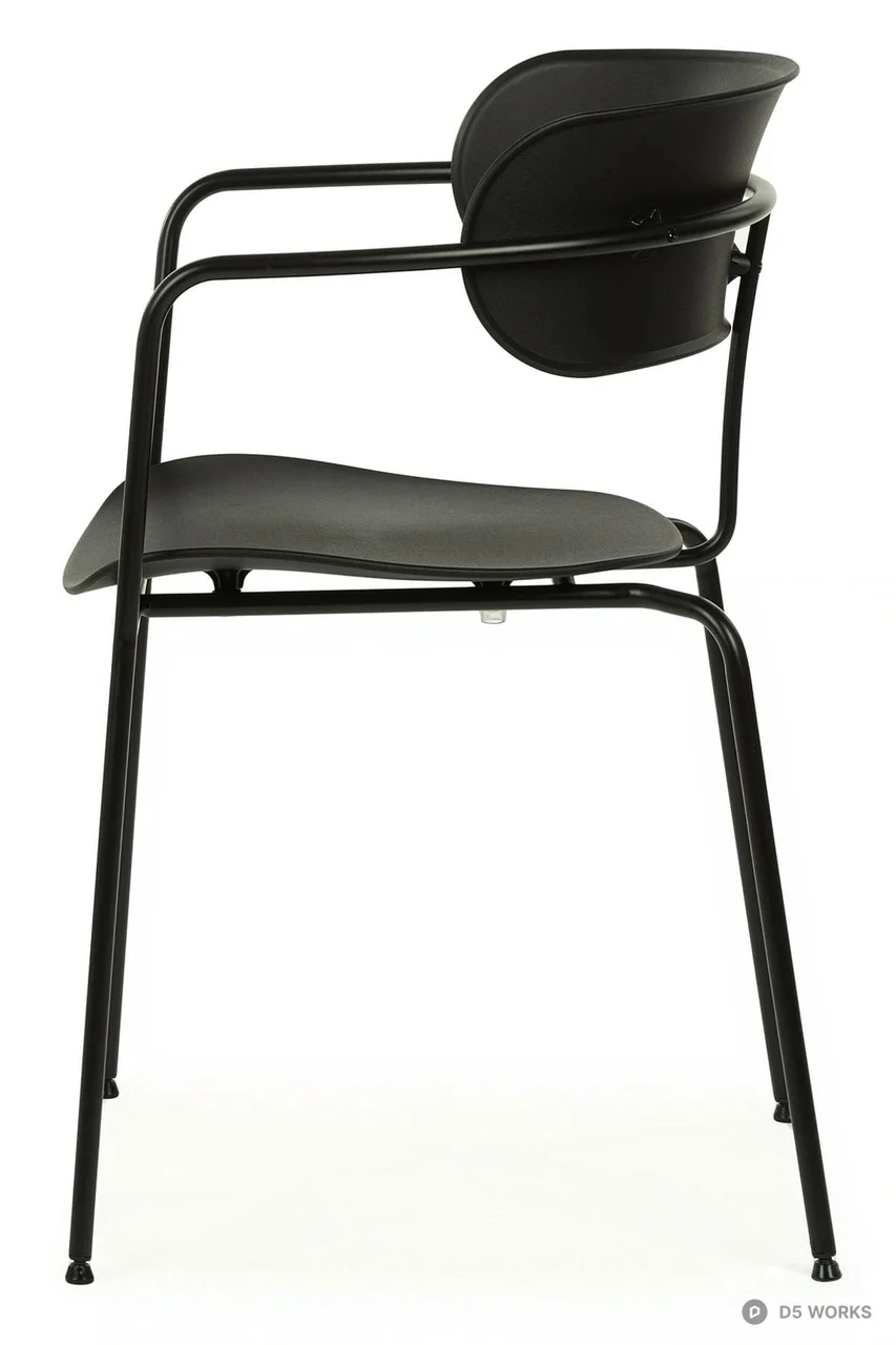 Minimalist Black Metal Armchair 3d model thumbnail 5