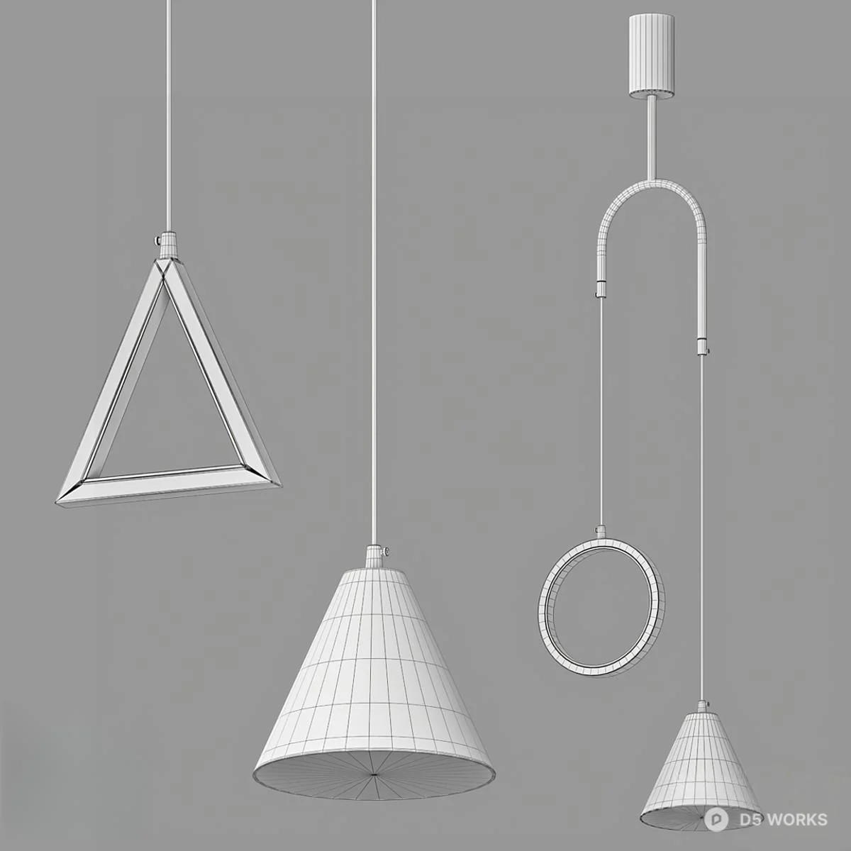 Geometric Minimalist Pendant Lights 3d model thumbnail 2