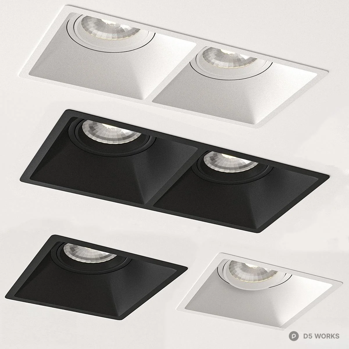 Dual Recessed Spot Light 3d model - Image 1