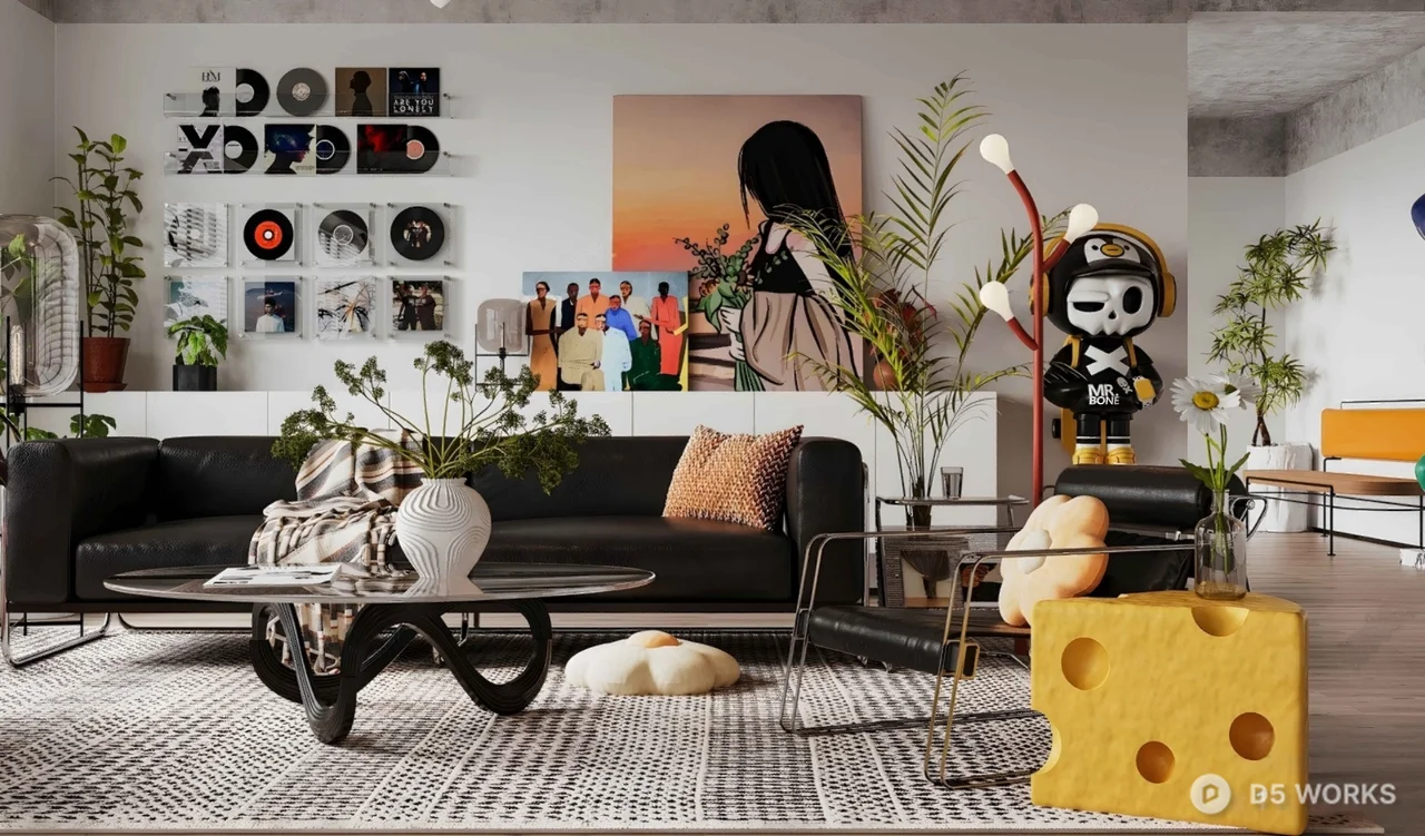 Eclectic Living Room With Pop Art Decor 3d model - Image 1