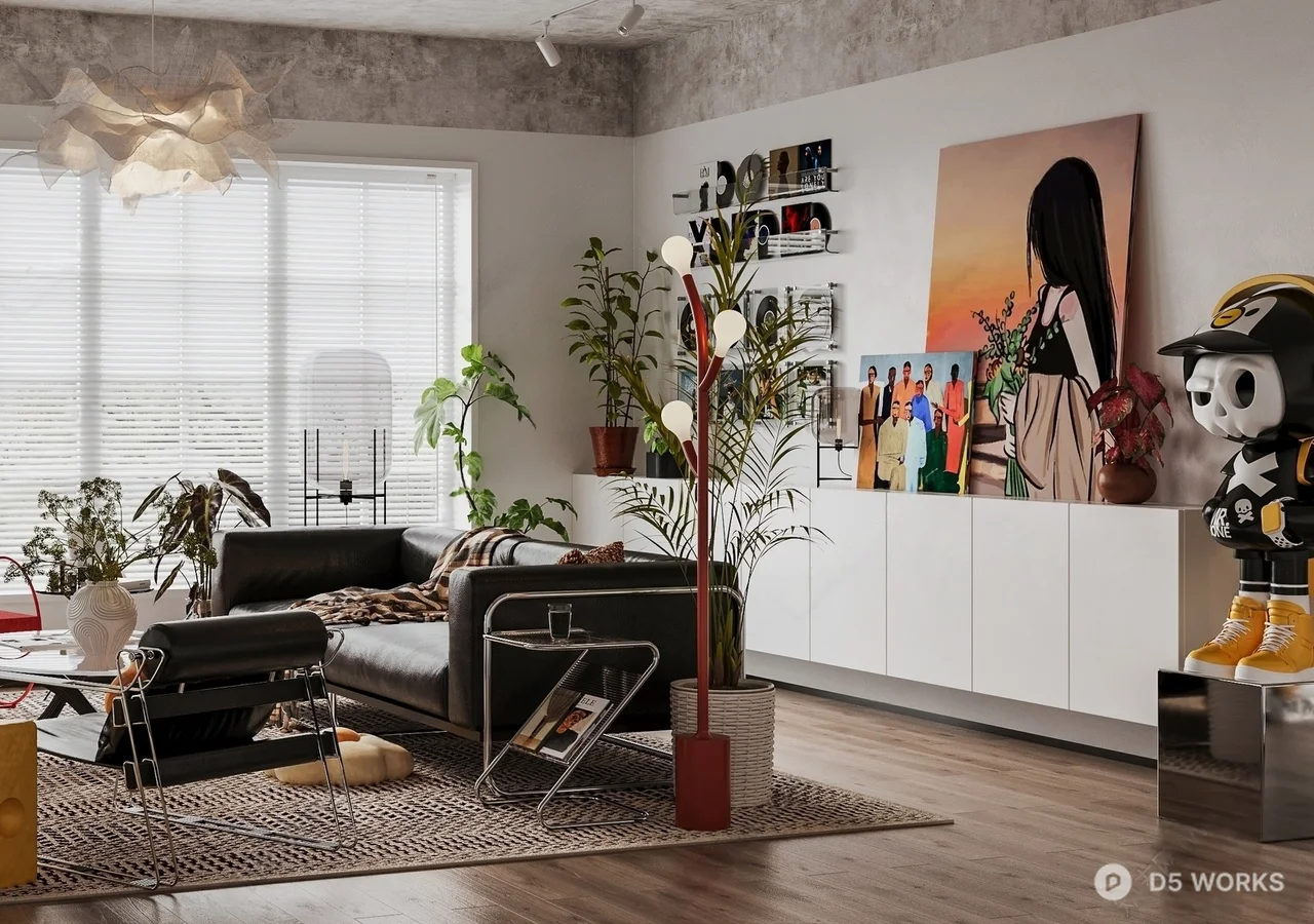 Eclectic Living Room With Pop Art Decor 3d model thumbnail 3