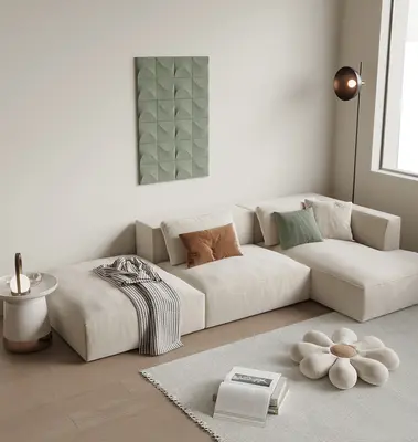 Minimalist Living Room with Sectional Sofa 3d model