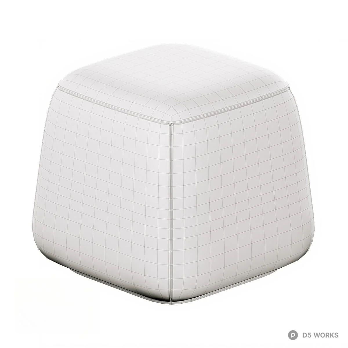 Minimalist Fabric Cube Stool 3d model thumbnail 3
