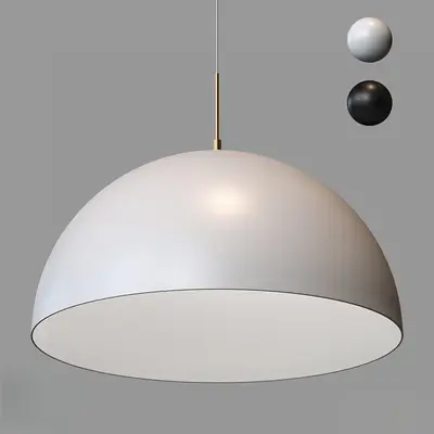 Dome Shaped White Matte Pendant Light 3d model