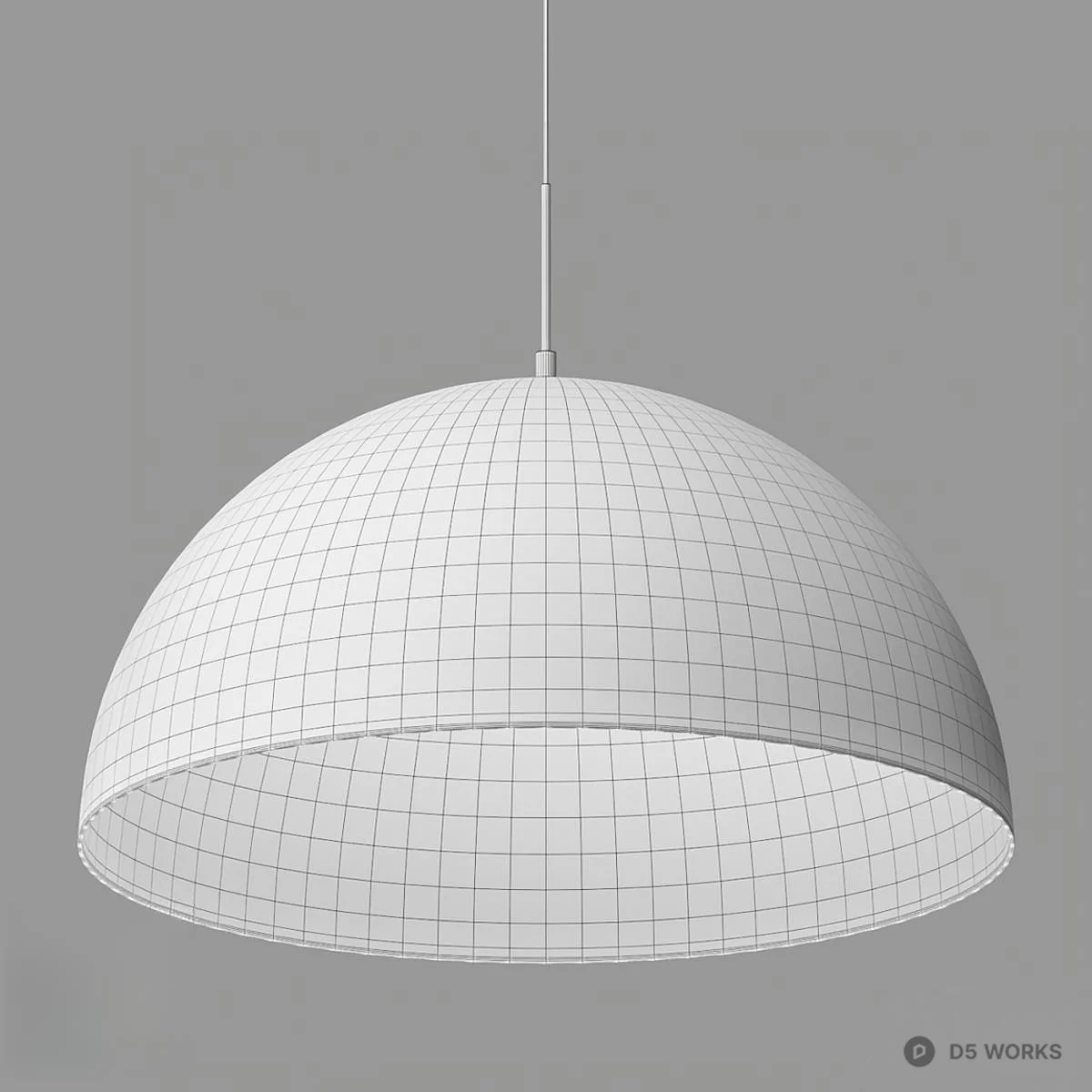 Dome Shaped White Matte Pendant Light 3d model thumbnail 2