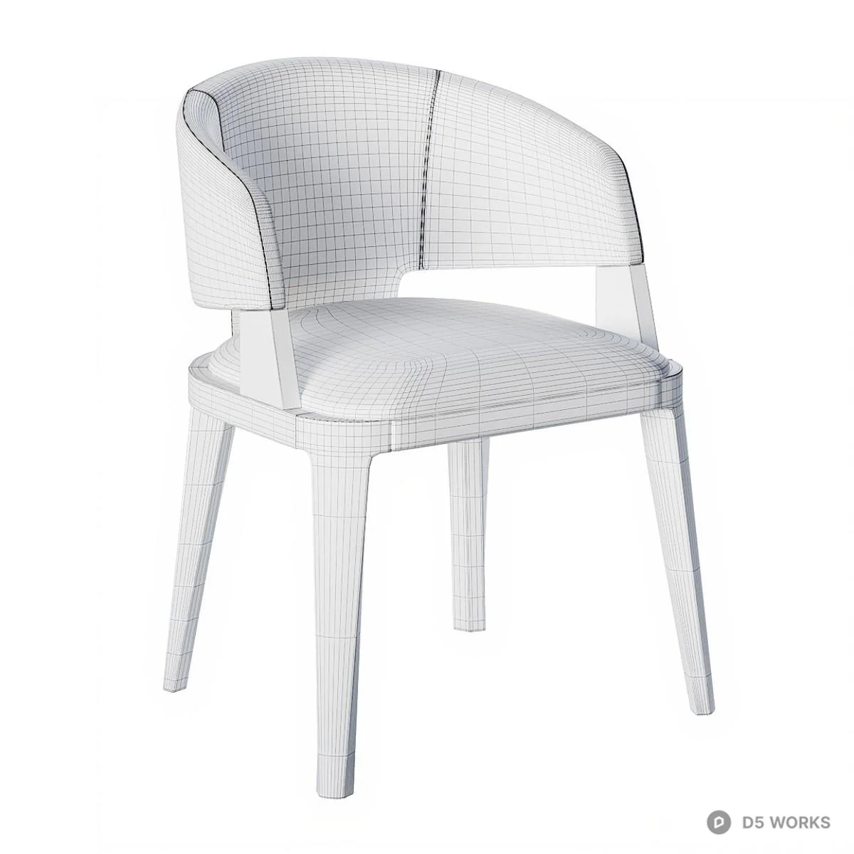 Wooden Frame Upholstered Armchair 3d model thumbnail 3