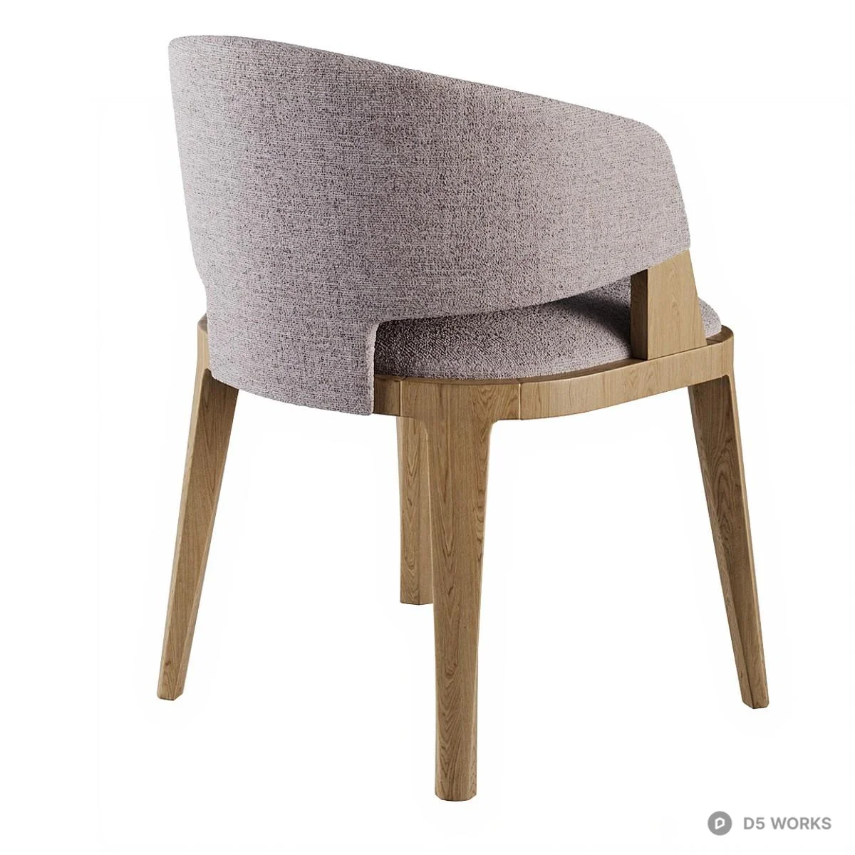 Wooden Frame Upholstered Armchair 3d model thumbnail 2