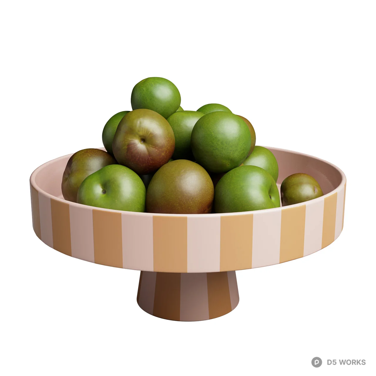 Striped Pedestal Fruit Bowl 3d model - Image 1