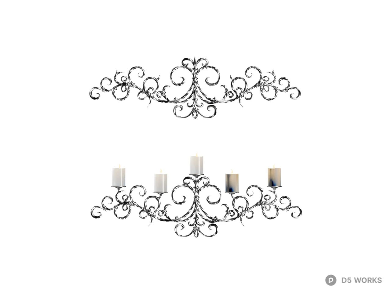 Ornamental Candle Holder Set 3d model thumbnail 2
