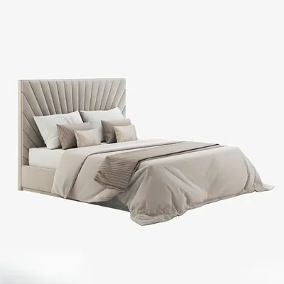 Upholstered Headboard Double Bed 3d model