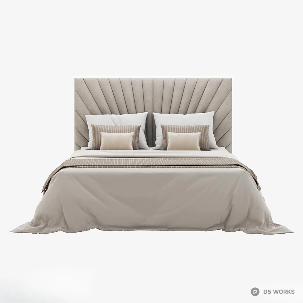 Upholstered Headboard Double Bed 3d model thumbnail 2