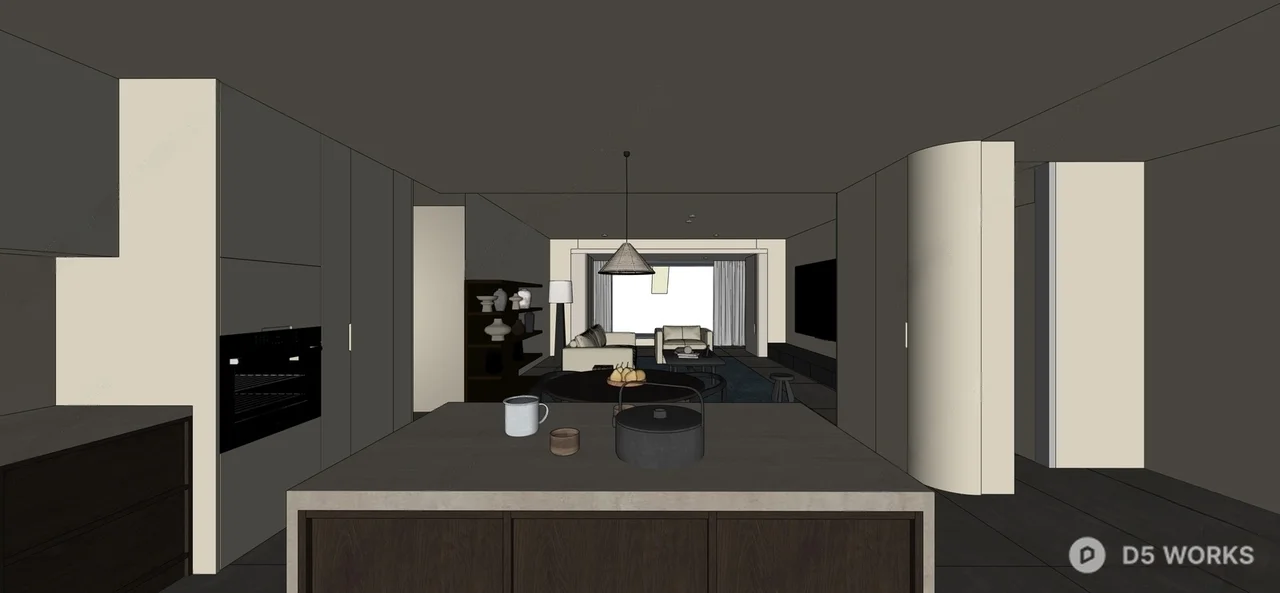 Minimalist Living Room with Blue Rug 3d model thumbnail 3