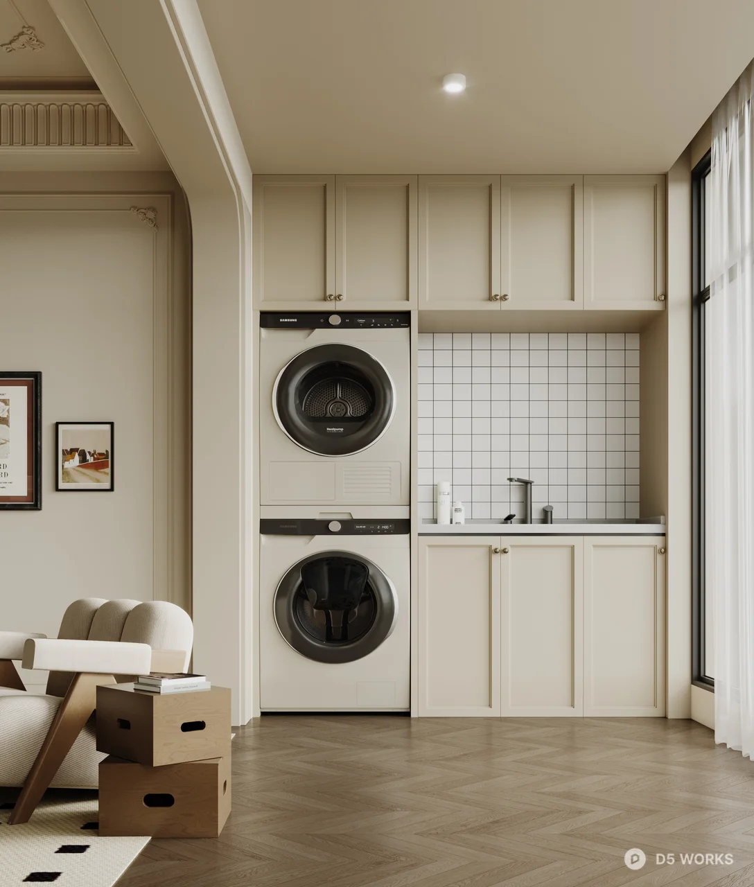 Minimalist Home Laundry Balcony 3d model - Image 1