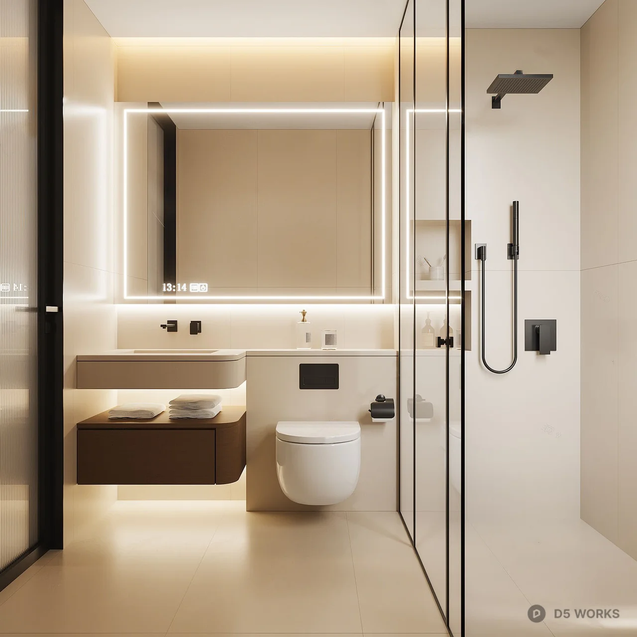 Modern Minimalist Bathroom With Integrated Lighting 3d model - Image 1