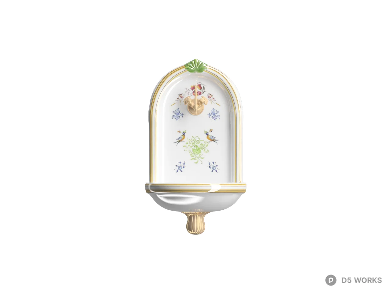 Ornate Ceramic Wall Shelf 3d model thumbnail 2