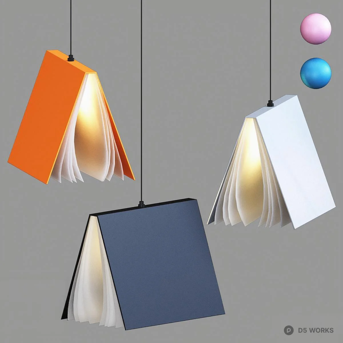 Book Shaped Pendant Light 3d model - Image 1