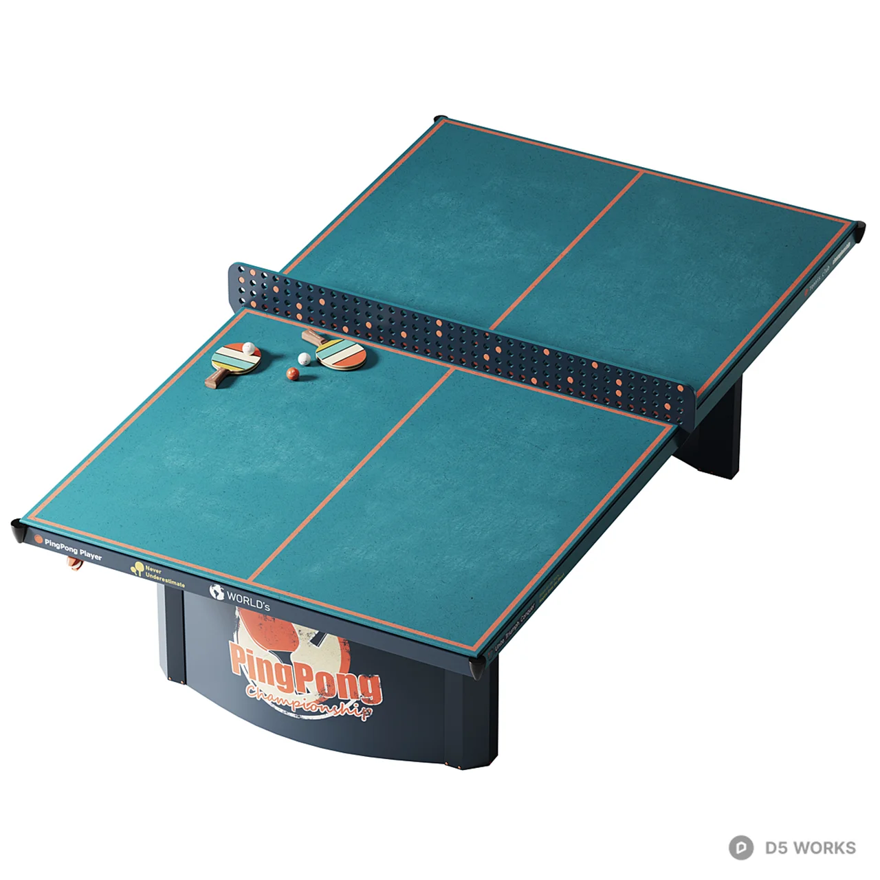 Modern Table Tennis Table 3d model thumbnail 2