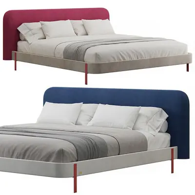 Upholstered Headboard Double Bed 3d model