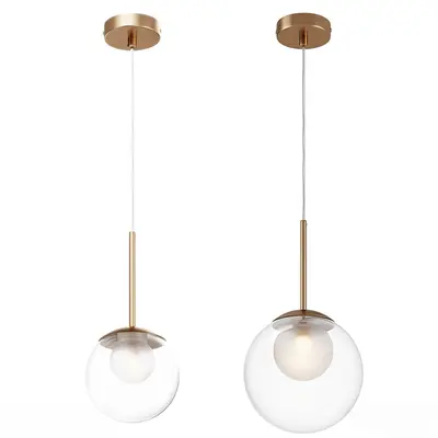 Brass Base Glass Globe Pendant Light 3d model