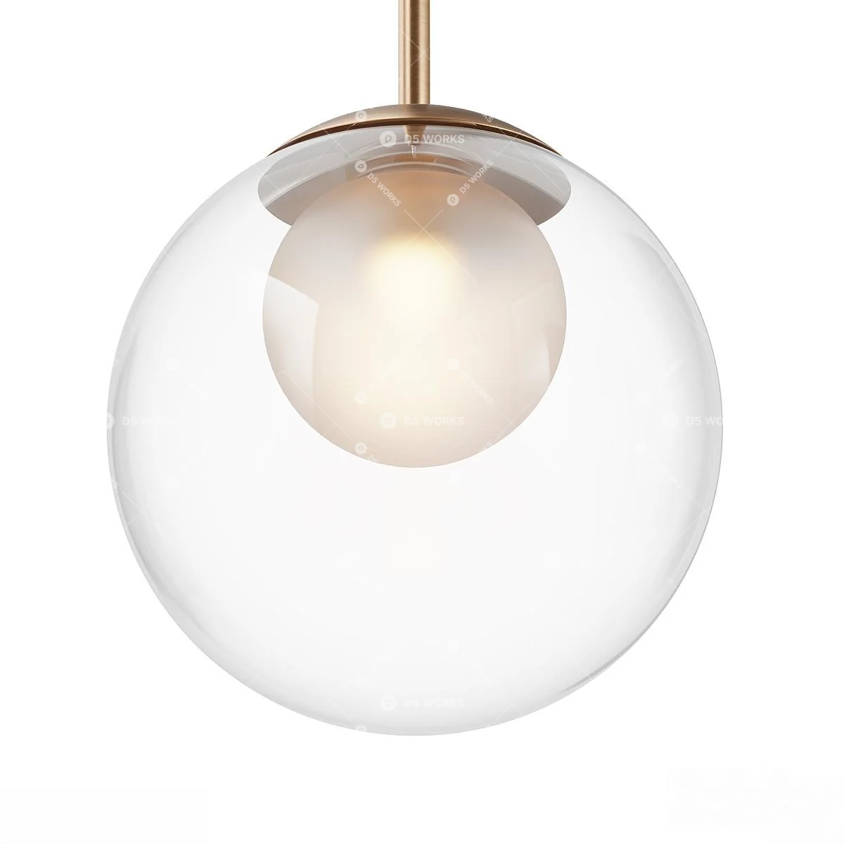 Brass Base Glass Globe Pendant Light 3d model thumbnail 3
