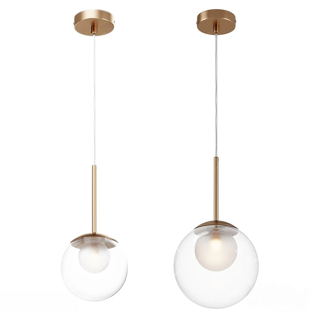 Brass Base Glass Globe Pendant Light 3d model - Image 1