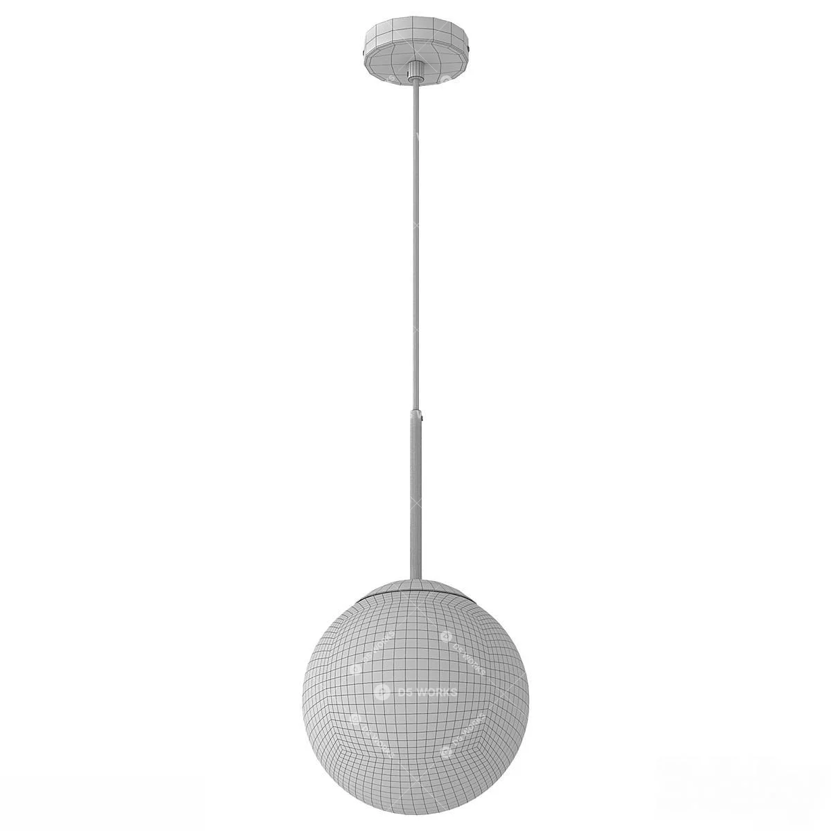 Brass Base Glass Globe Pendant Light 3d model thumbnail 4