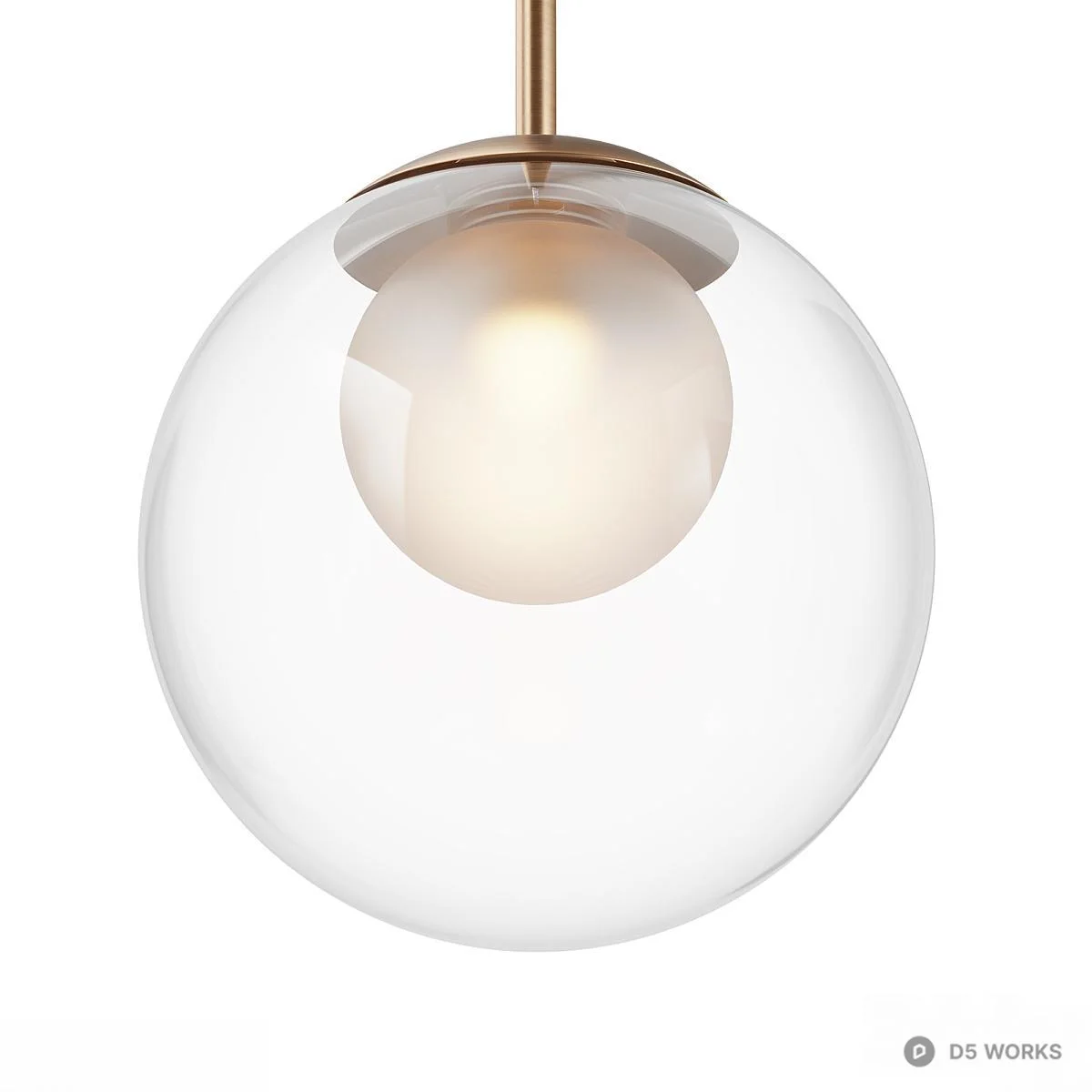 Brass Base Glass Globe Pendant Light 3d model thumbnail 3