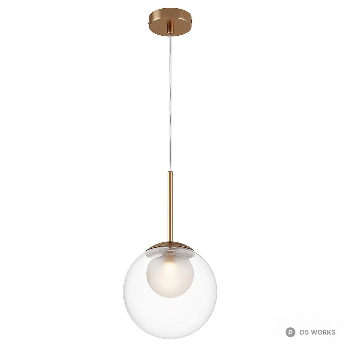 Brass Base Glass Globe Pendant Light 3d model thumbnail 2