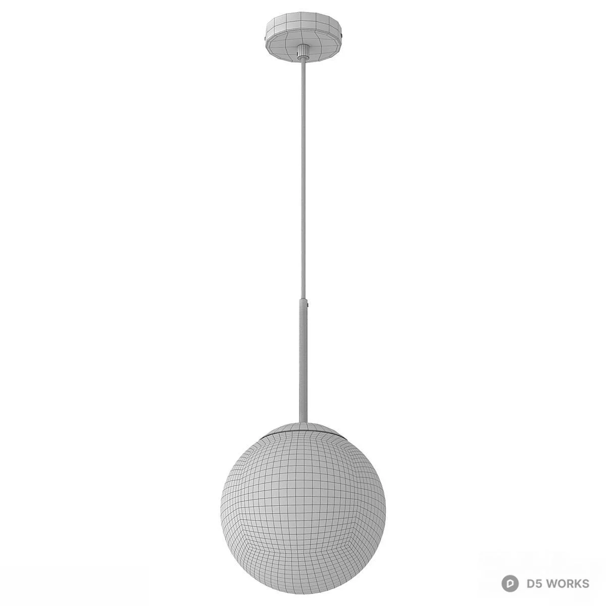 Brass Base Glass Globe Pendant Light 3d model thumbnail 4