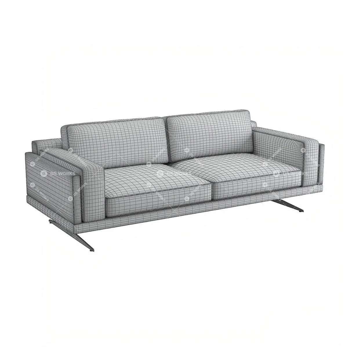 Contemporary Three-seater Sofa 3d model thumbnail 5