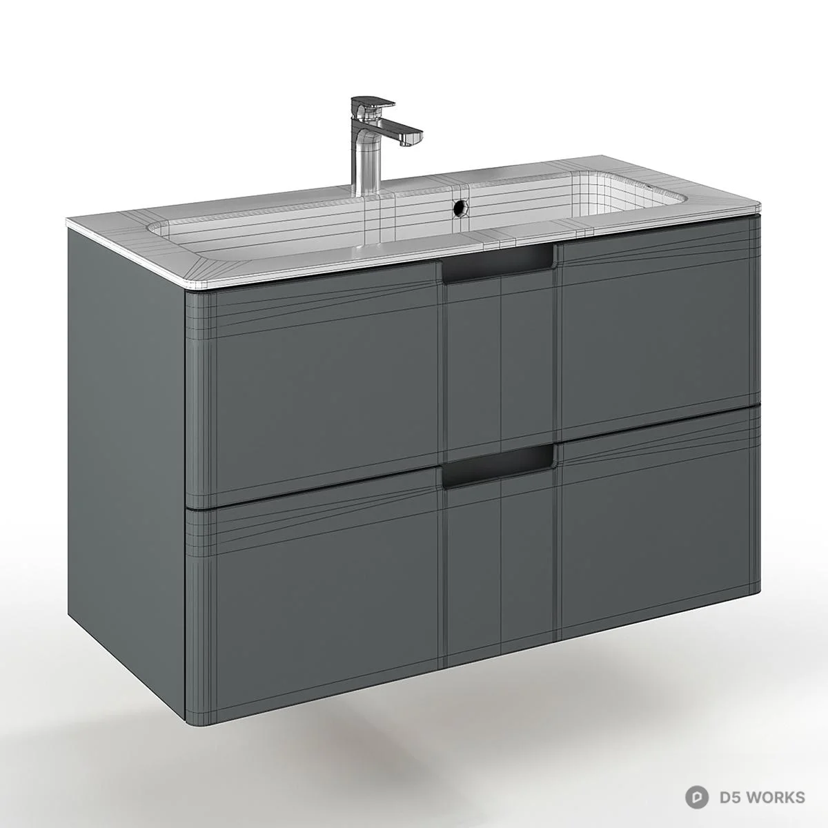 Minimalist Wall Mounted Bathroom Cabinet 3d model thumbnail 3