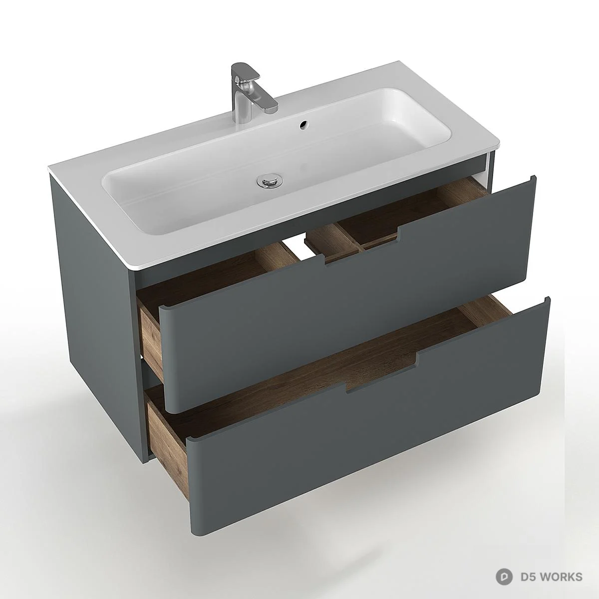 Minimalist Wall Mounted Bathroom Cabinet 3d model thumbnail 2