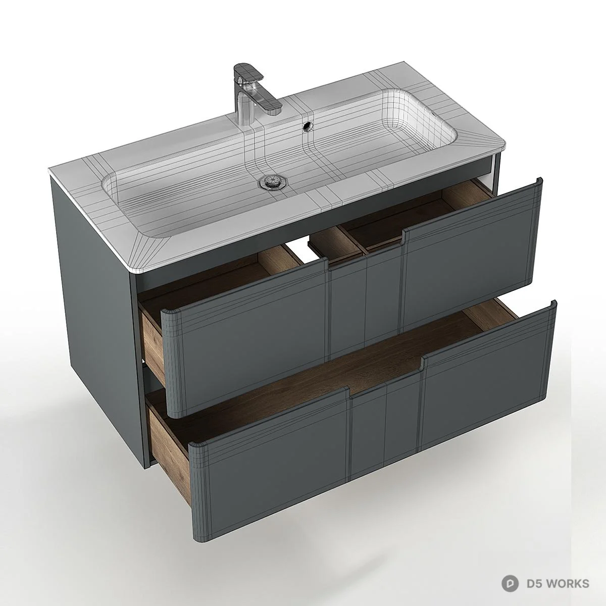 Minimalist Wall Mounted Bathroom Cabinet 3d model thumbnail 4