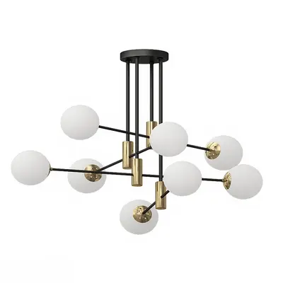 Modern Brass And Frosted Glass Chandelier 3d model