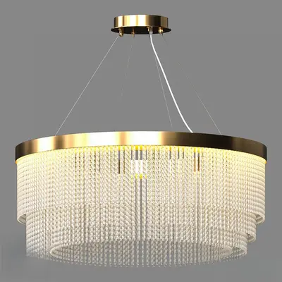 Gold Rim Crystal Tiered Chandelier 3d model