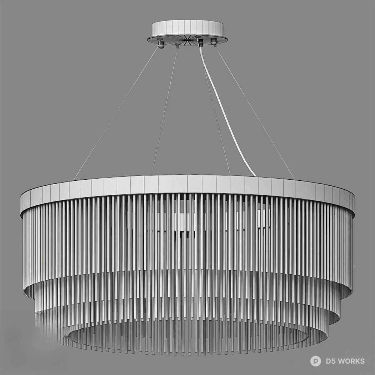 Gold Rim Crystal Tiered Chandelier 3d model thumbnail 2