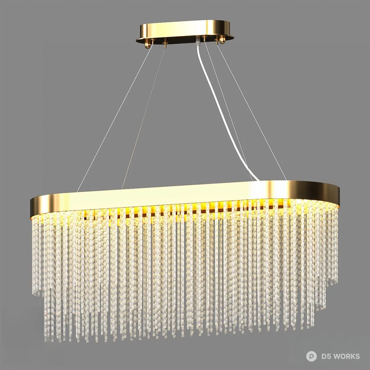 Gold Rim Crystal Tiered Chandelier 3d model thumbnail 3