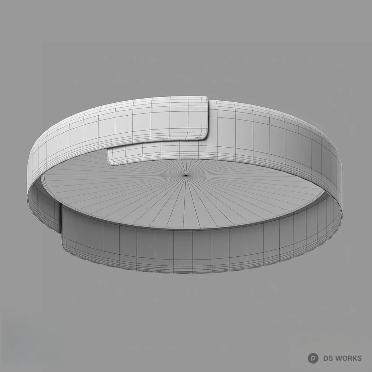 Wood And Metal Ring Ceiling Light 3d model thumbnail 2