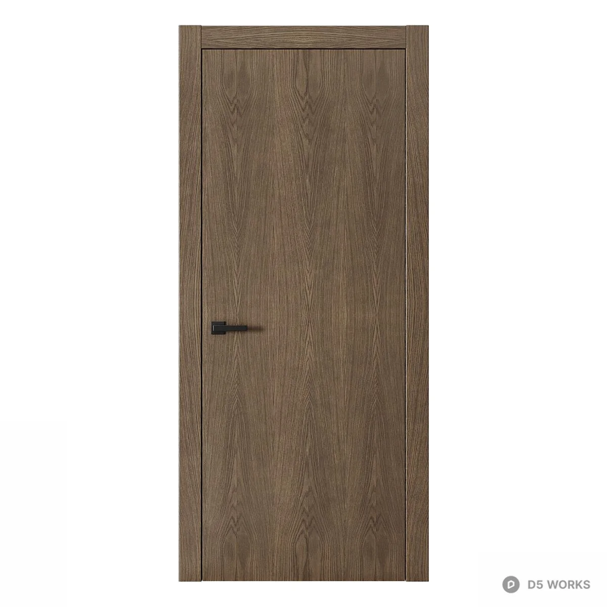 Wood Grain Single Door With Black Handle 3d model thumbnail 2