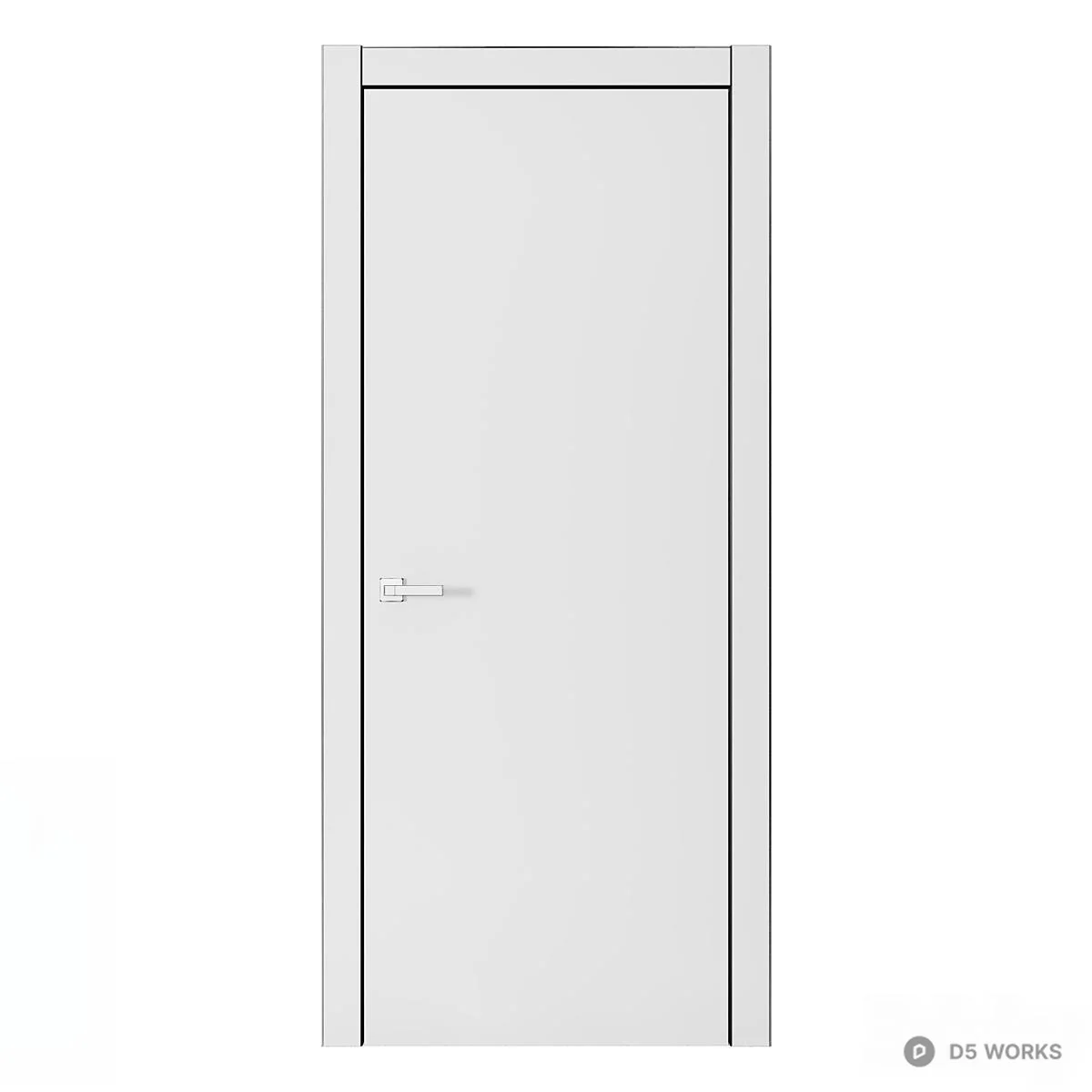 Wood Grain Single Door With Black Handle 3d model thumbnail 4
