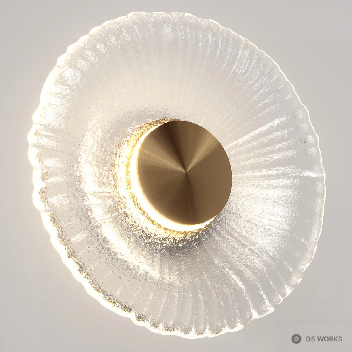 Textured Glass Wall Lamp With Brass Center 3d model thumbnail 2