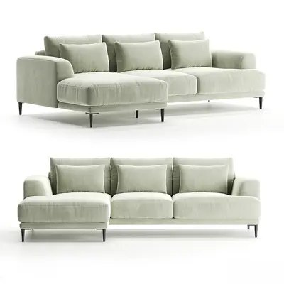 Modern Velvet Sectional Sofa 3d model