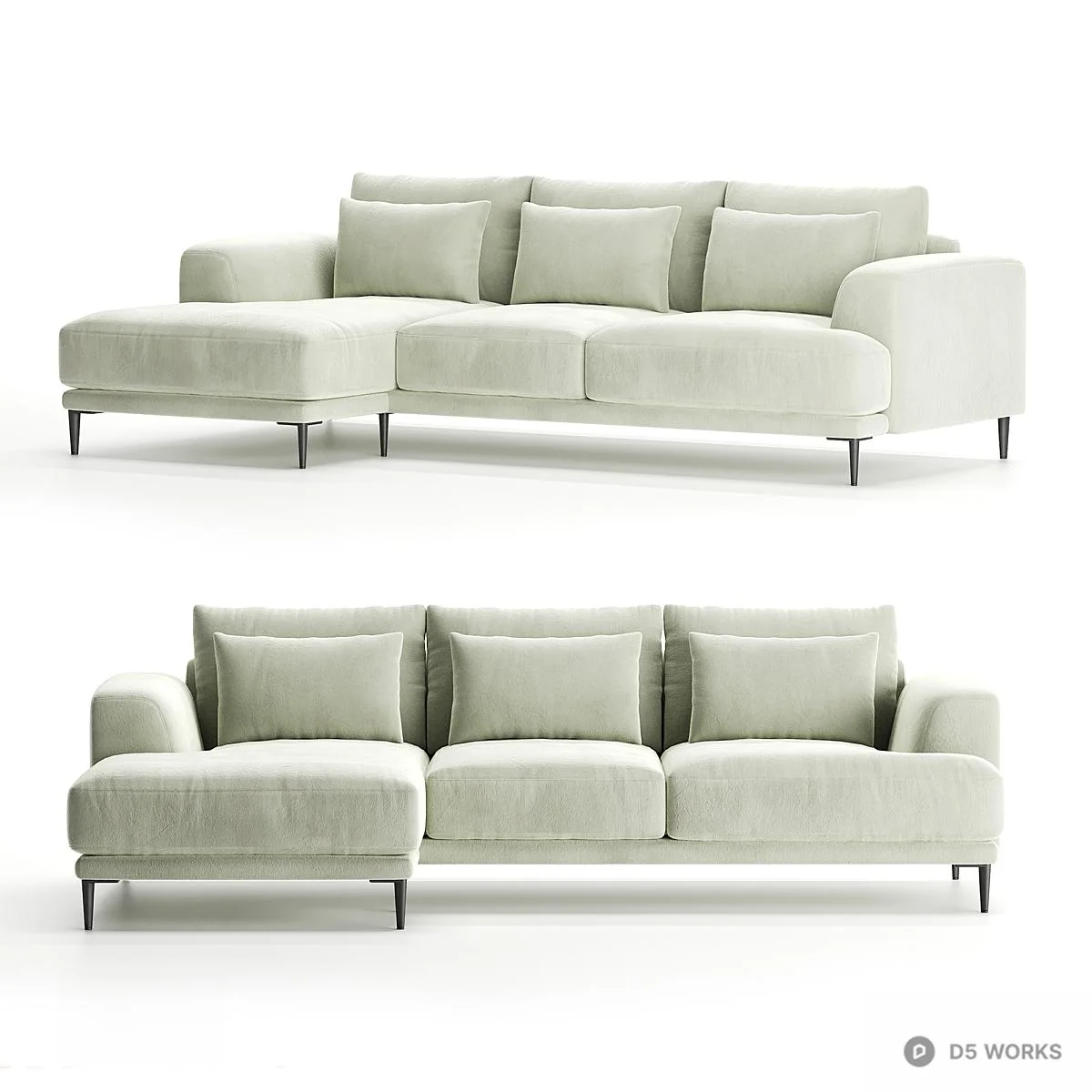 Modern Velvet Sectional Sofa 3d model thumbnail 2