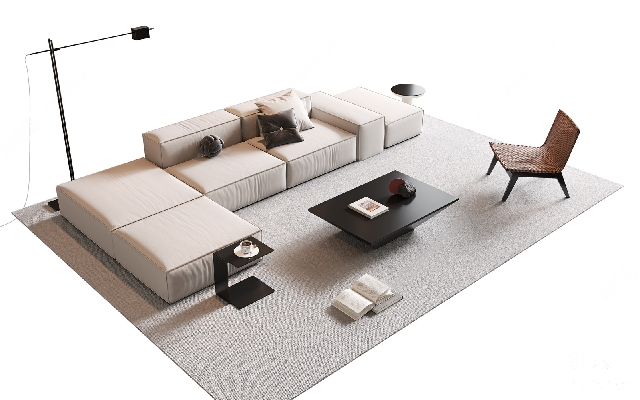 Modern Sofa & Side Table Set 